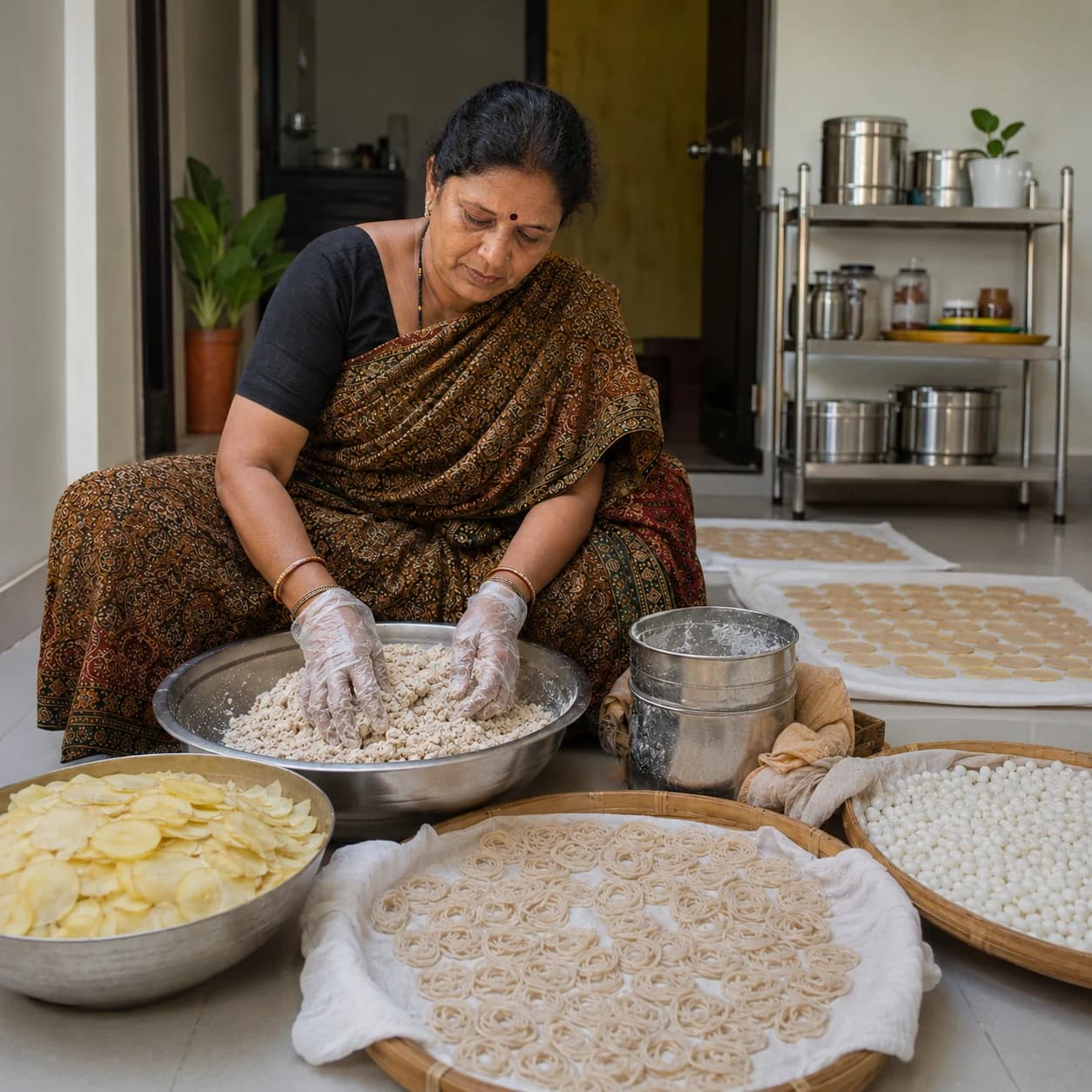 Roopalakshmi Rashinkar preparing homemade food products at Healthify in Dharwad